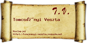 Tomcsányi Veszta névjegykártya